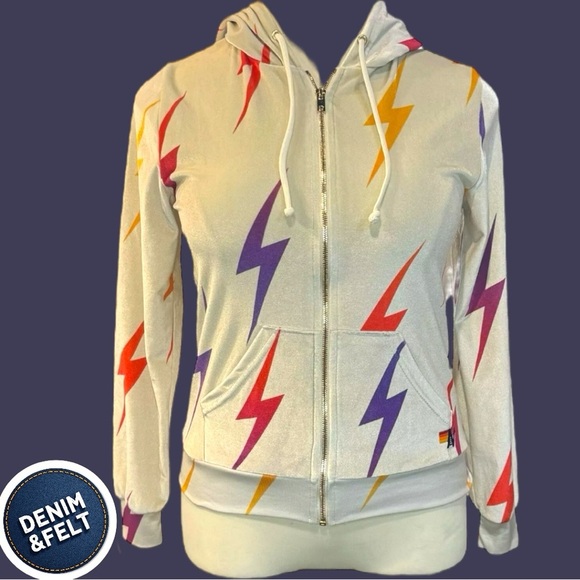Aviator Nation Retro Lightning Bolt Full Zip Hoodie/Sweatshirt | EUC! RARE!!⚡️⚡️ - Picture 1 of 10